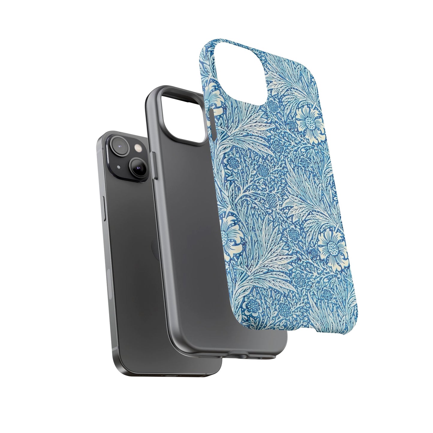 Stylish Phone Case, Tough Floral Phone Cover, Fashionable Tech Accessory, Gift for Her, Blue Flower Design