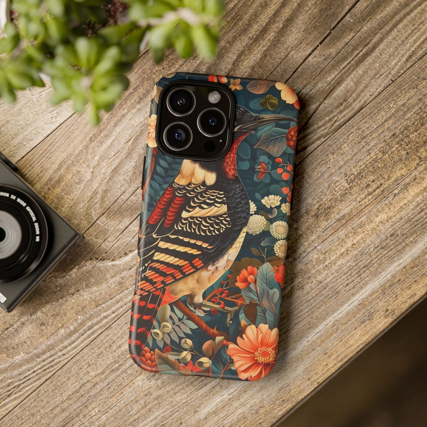 Nature-Inspired Phone Case with Floral Art, Tough Phone Cover, Protective Case, Gift for Nature Lovers, Unique Phone Accessory