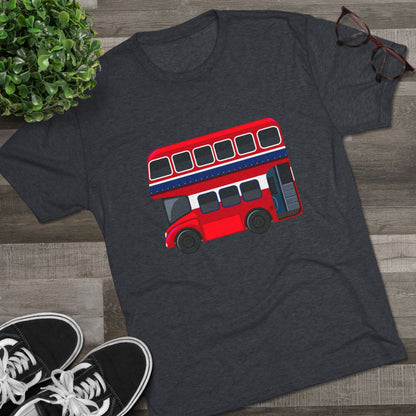 London Transport English Bus - Iconic Red Double-Decker Classy Unisex Tri-Blend Crew Tee