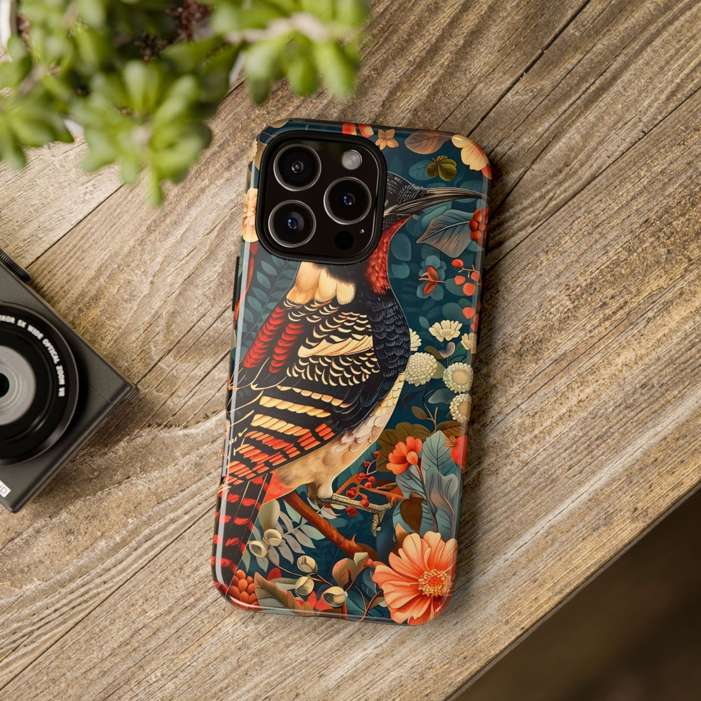 Nature-Inspired Phone Case with Floral Art, Tough Phone Cover, Protective Case, Gift for Nature Lovers, Unique Phone Accessory