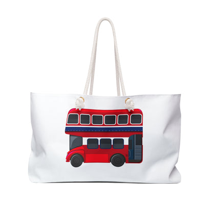 Fun Red Double-Decker Weekender Bag, Travel Tote, Beach Bag, Gym Bag, Gift for Travelers, Summer Adventure Accessory