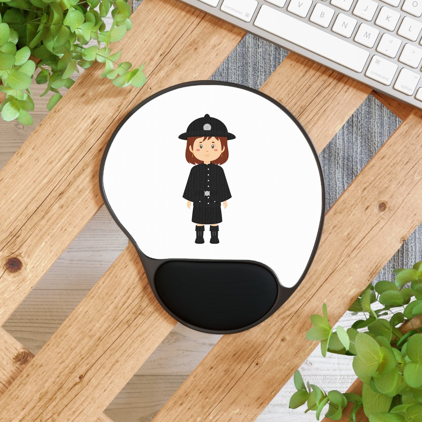 Cute Police Officer Mouse Pad with Wrist Rest, Office Decor, Work from Home Gift, Ergonomic Mousepad, Unique Desk Accessories