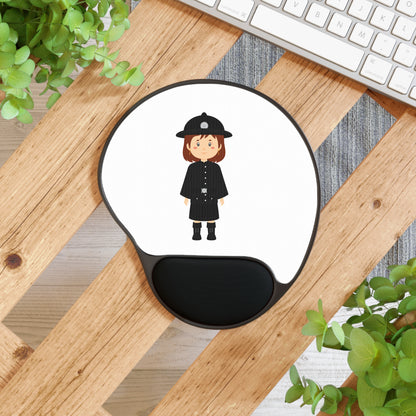 Cute Police Officer Mouse Pad with Wrist Rest, Office Decor, Work from Home Gift, Ergonomic Mousepad, Unique Desk Accessories