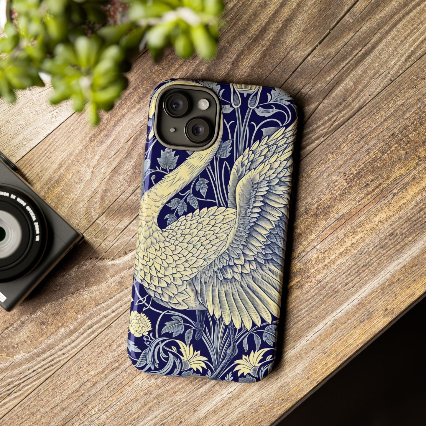 Elegant Swan Phone Case, Floral Design, Tough Cases for Gift, Stylish Protection, Unique Phone Accessory, Modern Floral Art