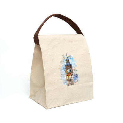 Clock Tower Canvas Lunch Bag With Strap
