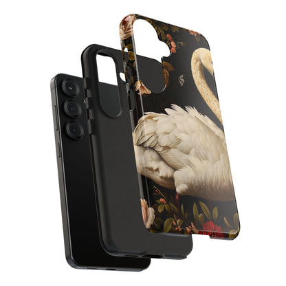 Elegant Swan Phone Case, Floral iPhone Cover, Tough Phone Case, Gift for Her, Nature Lover, Mother's Day, Birthday