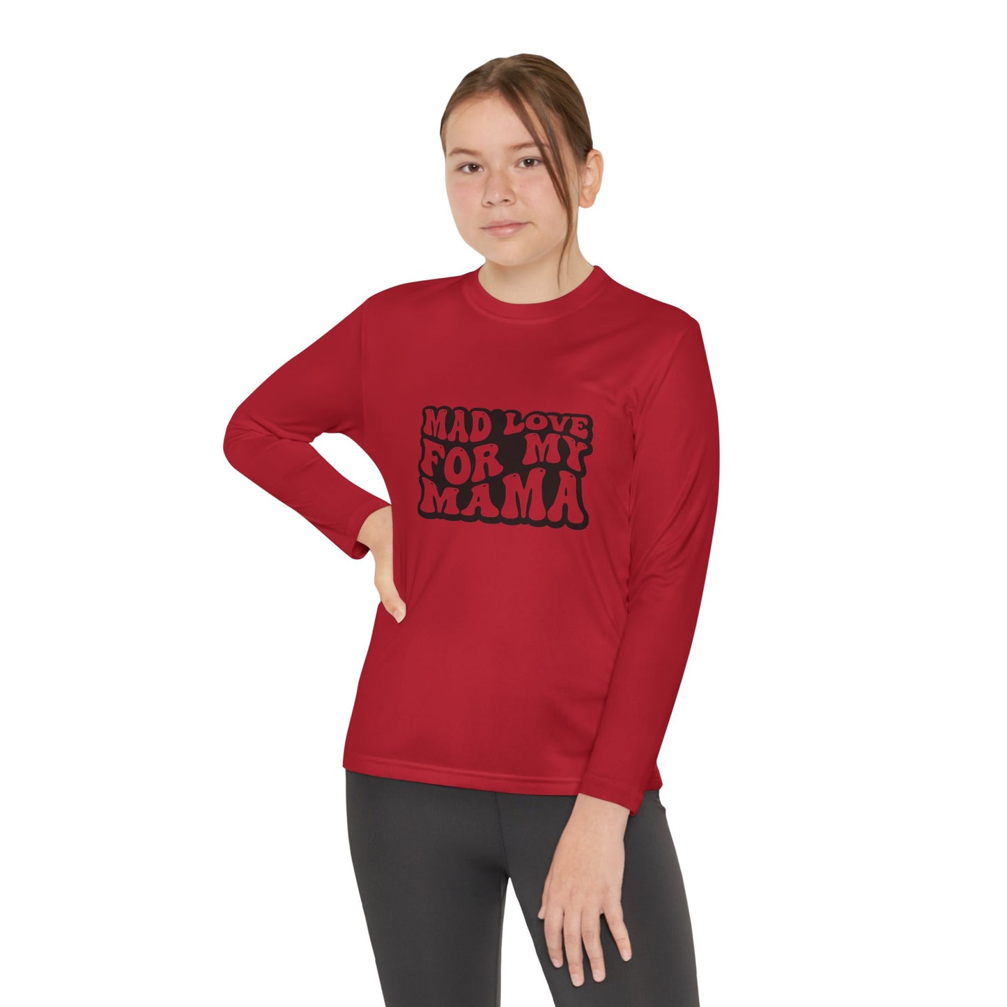 Youth Long Sleeve Competitor Tee - Mother's Day Mad Love for My Mama Design