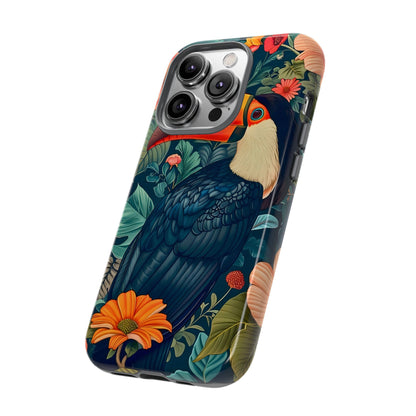 Tropical Toucan Phone Case - Cute Animal Design, Nature Lover Gift, Floral Pattern, Bird Lover Accessory, Summer Vibes