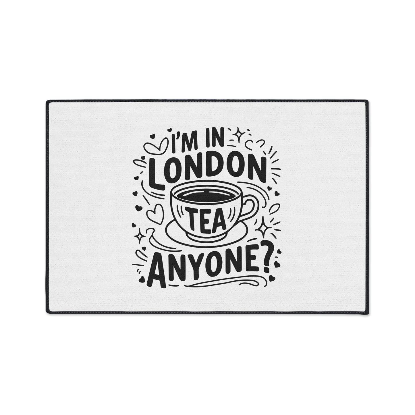 London Tea Heavy Duty Floor Mat - Cute Kitchen Decor, Welcome Mat, Coffee Shop Accessory, Gift for Tea Lovers, Home & Kitchen Item