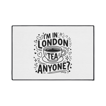 London Tea Heavy Duty Floor Mat - Cute Kitchen Decor, Welcome Mat, Coffee Shop Accessory, Gift for Tea Lovers, Home & Kitchen Item
