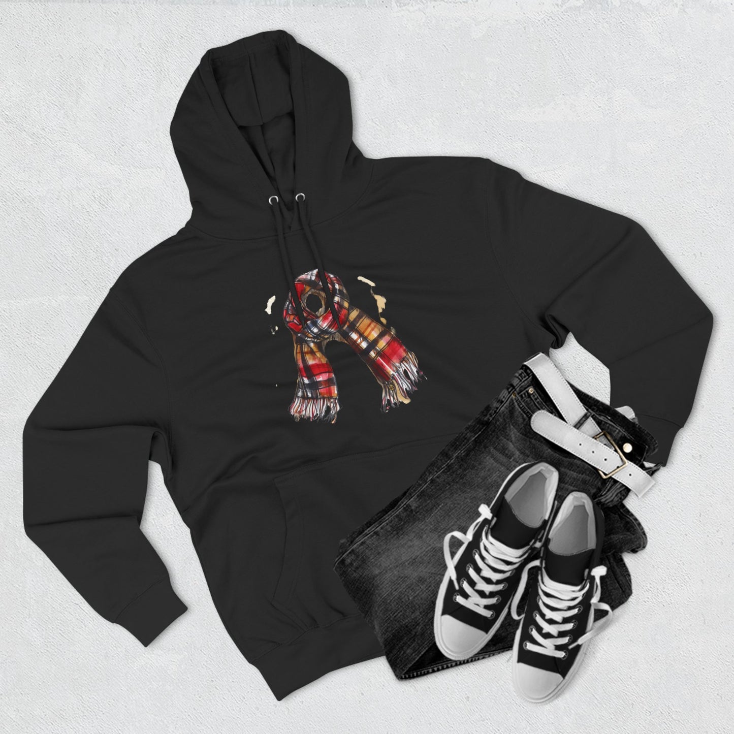 Three-Panel Fleece Hoodie - Classic British Plaid Scarf Design
