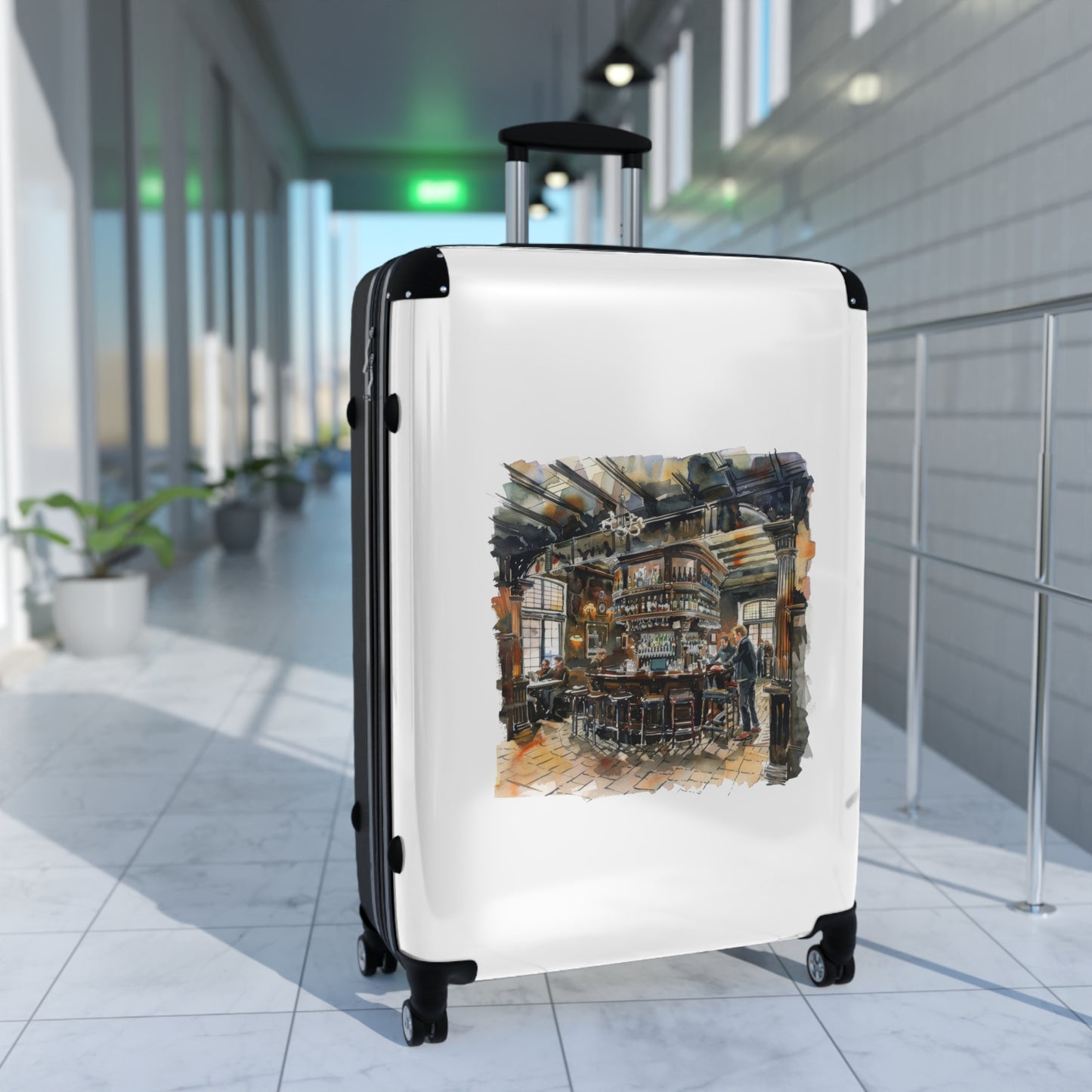 Cozy British Pub Sketch  Suitcase