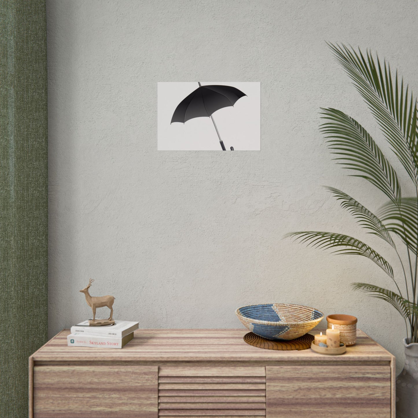 Minimalist Umbrella Wall Art, Chic Home Decor Print, Stylish Poster, Rental Friendly Artwork, Black Umbrella Decor