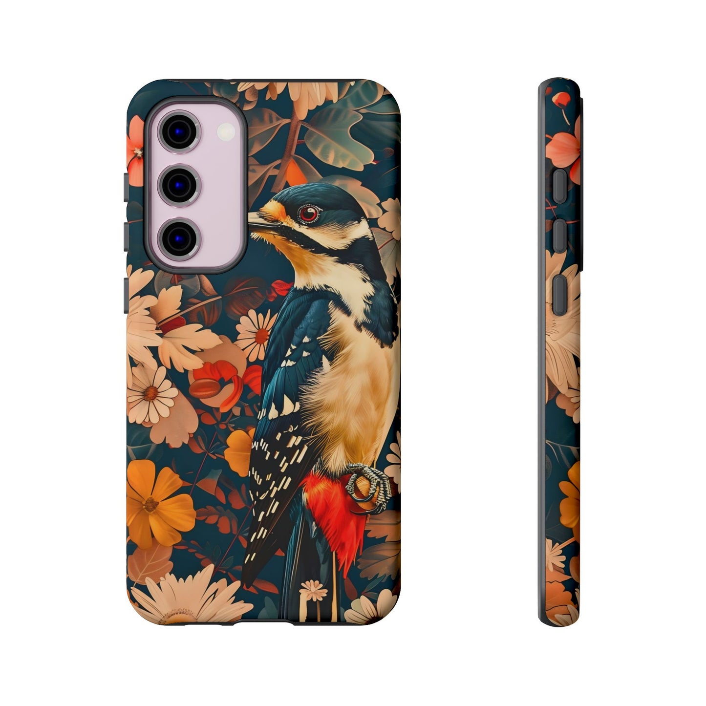 Artistic Bird Phone Case, Unique Tough Cases for Nature Lovers, Floral Design, Cute Gift, Customized Phone Accessories
