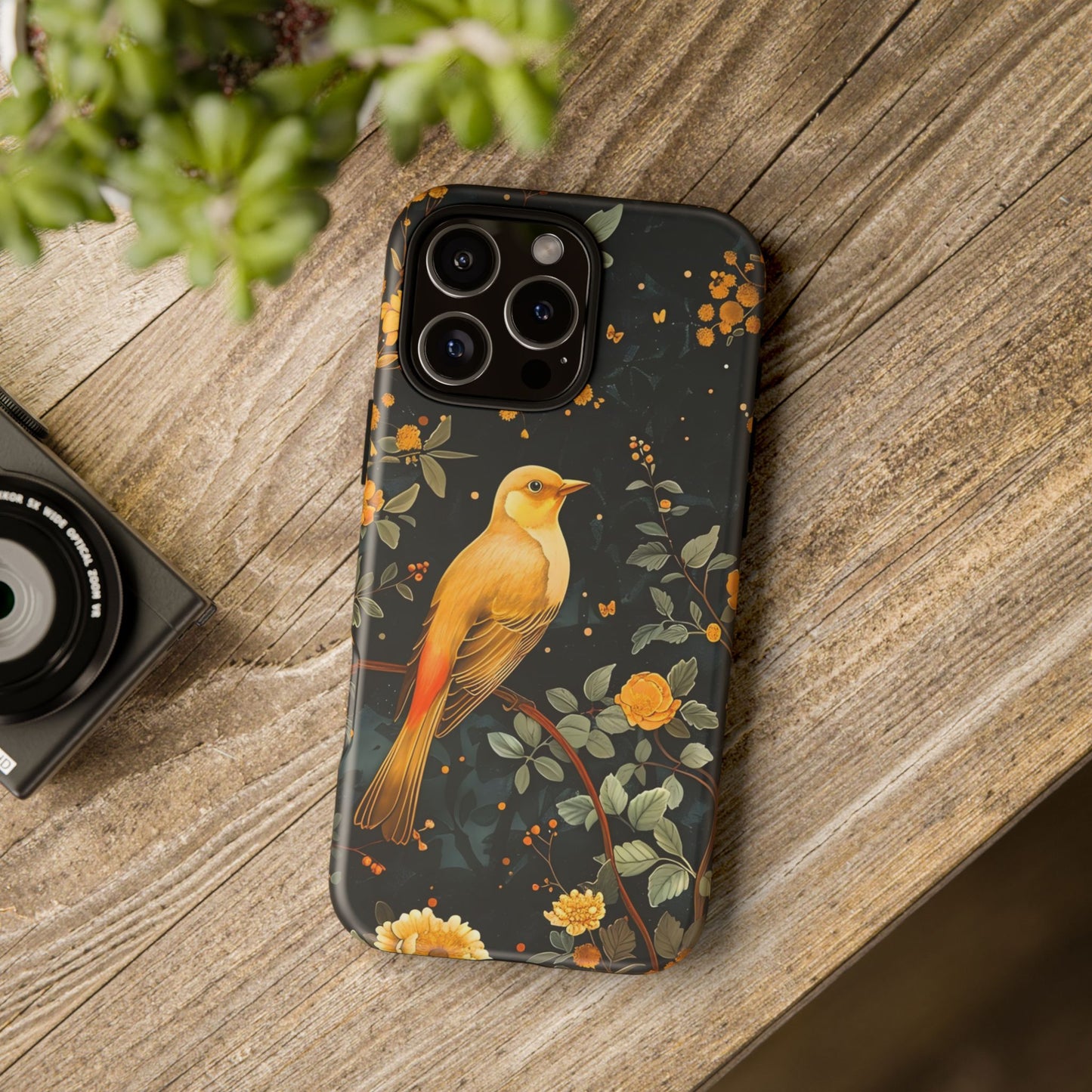Floral Phone Case, Tough Cases with Bird Design, Nature Lover Gift, Stylish Protection, Birthday Present, Floral Phone Cover
