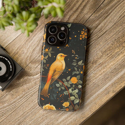 Floral Phone Case, Tough Cases with Bird Design, Nature Lover Gift, Stylish Protection, Birthday Present, Floral Phone Cover