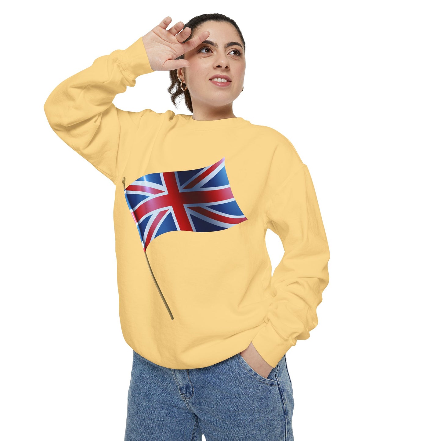 Unisex Garment-Dyed Sweatshirt - Classic UK Flag Design