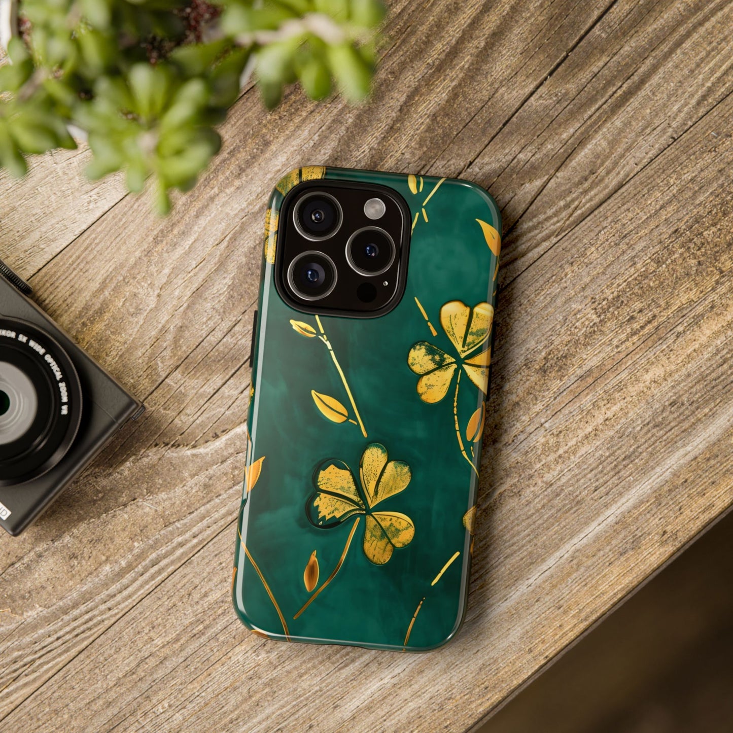 Floral Phone Case with Gold Accents, Tough Phone Cover, Stylish Phone Protector, Unique Gift for Her, Nature Lover Accessory
