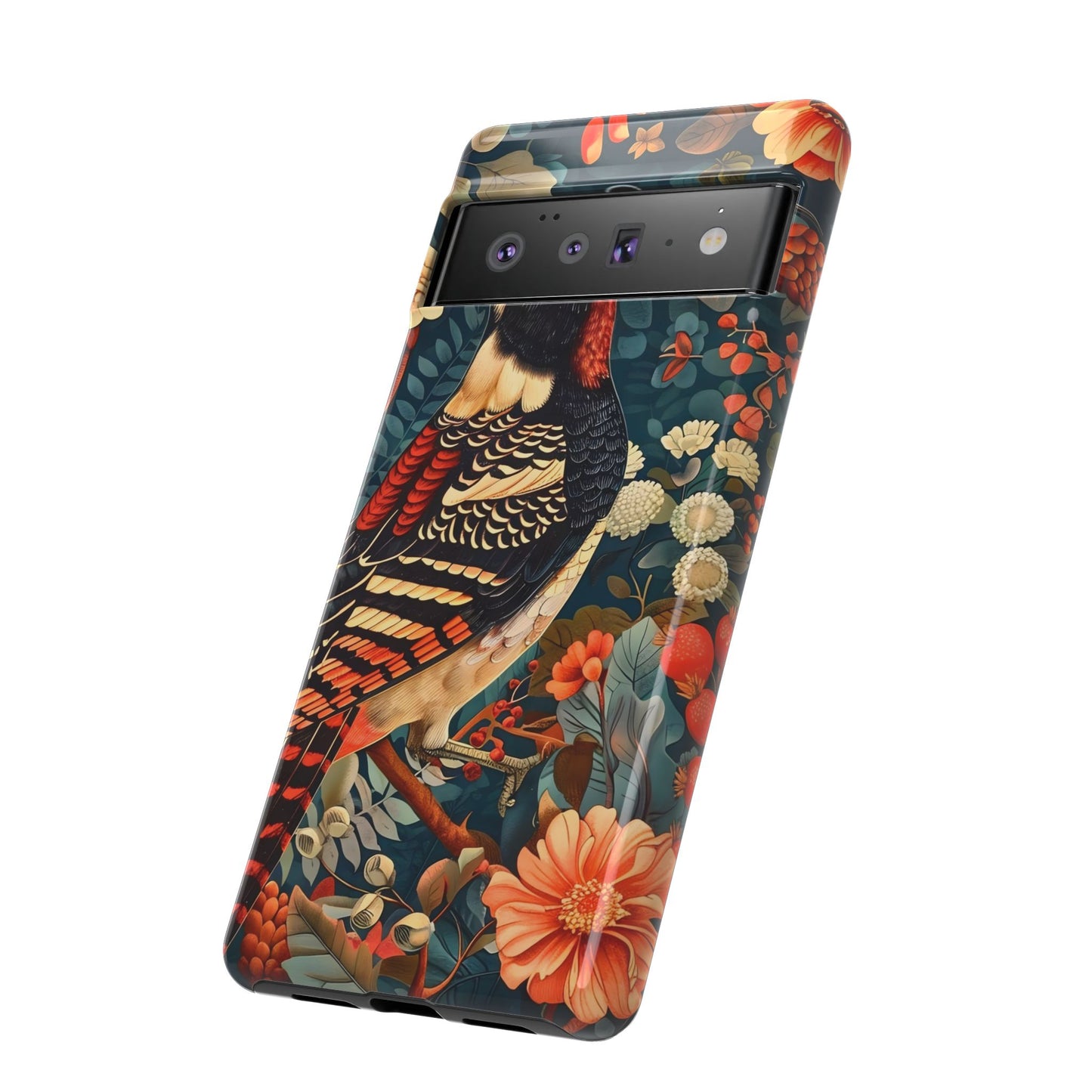 Nature-Inspired Phone Case with Floral Art, Tough Phone Cover, Protective Case, Gift for Nature Lovers, Unique Phone Accessory