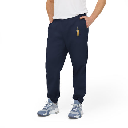 adidas Unisex Fleece Joggers with Classic Logo - Big Ben Tower Watercolor Art Print -  Perfect for Athleisure & Everyday Comfort