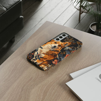 Corgi Floral Phone Case - Tough Cases for Dog Lovers, Cute Pet Accessories, Gift for Dog Owners, Floral Design, Personalized Tech Cover