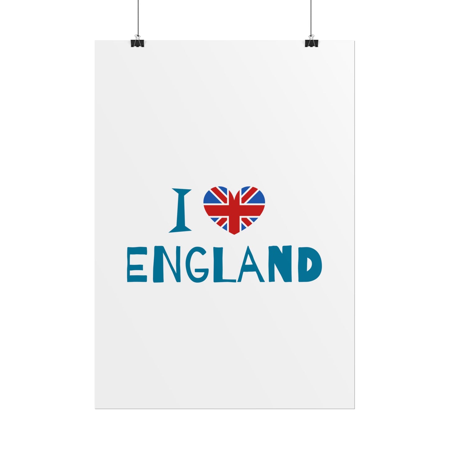 I Love England Rolled Poster - UK Travel Decor, Gift for Britains, Wall Art for Home, London Souvenir, Love England
