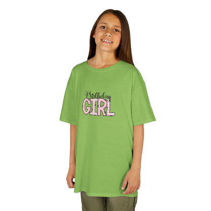 Kids Heavy Cotton™ Tee - Wild Birthday Girl Sublimation Leopard Theme