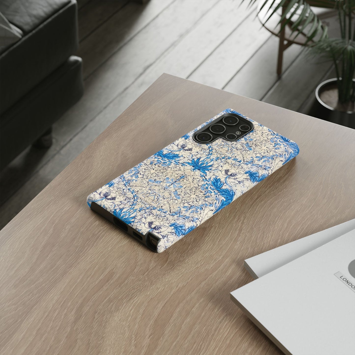 Elegant Floral Phone Case, Tough iPhone Cover, Stylish Mobile Protector, Blue Patterned Case, Unique Gift for Her
