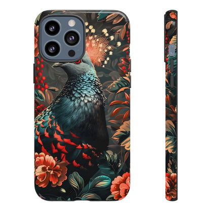 Floral Peacock Phone Case, Tough Cases, Artistic Phone Cover, Unique Gift, Nature Lover Accessory, Protective Case
