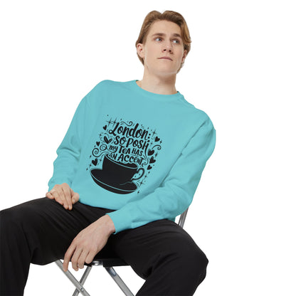 Unisex Garment-Dyed Sweatshirt Trendy - London's Nostalgic Tea
