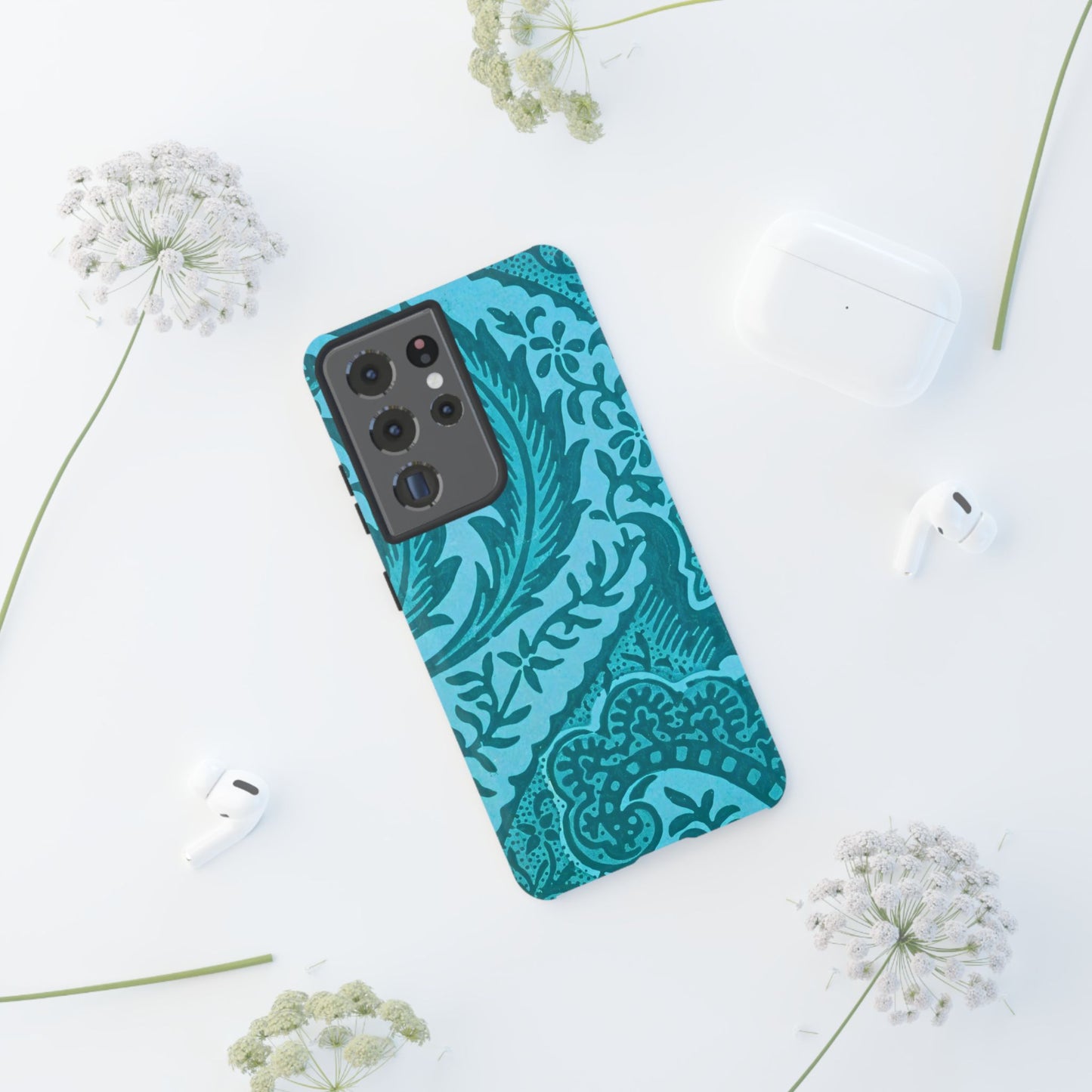Protective Phone Case with Elegant Teal Design, Tough Cases, Floral Phone Cover, Stylish Smartphone Protection, Gifts for Her, Trendy [...]