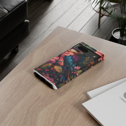 Tough Cases: Vibrant Tropical Bird Phone Case, Floral Smartphone Cover, Nature Lover Gift, Boho Phone Accessory, Cute Bird Case