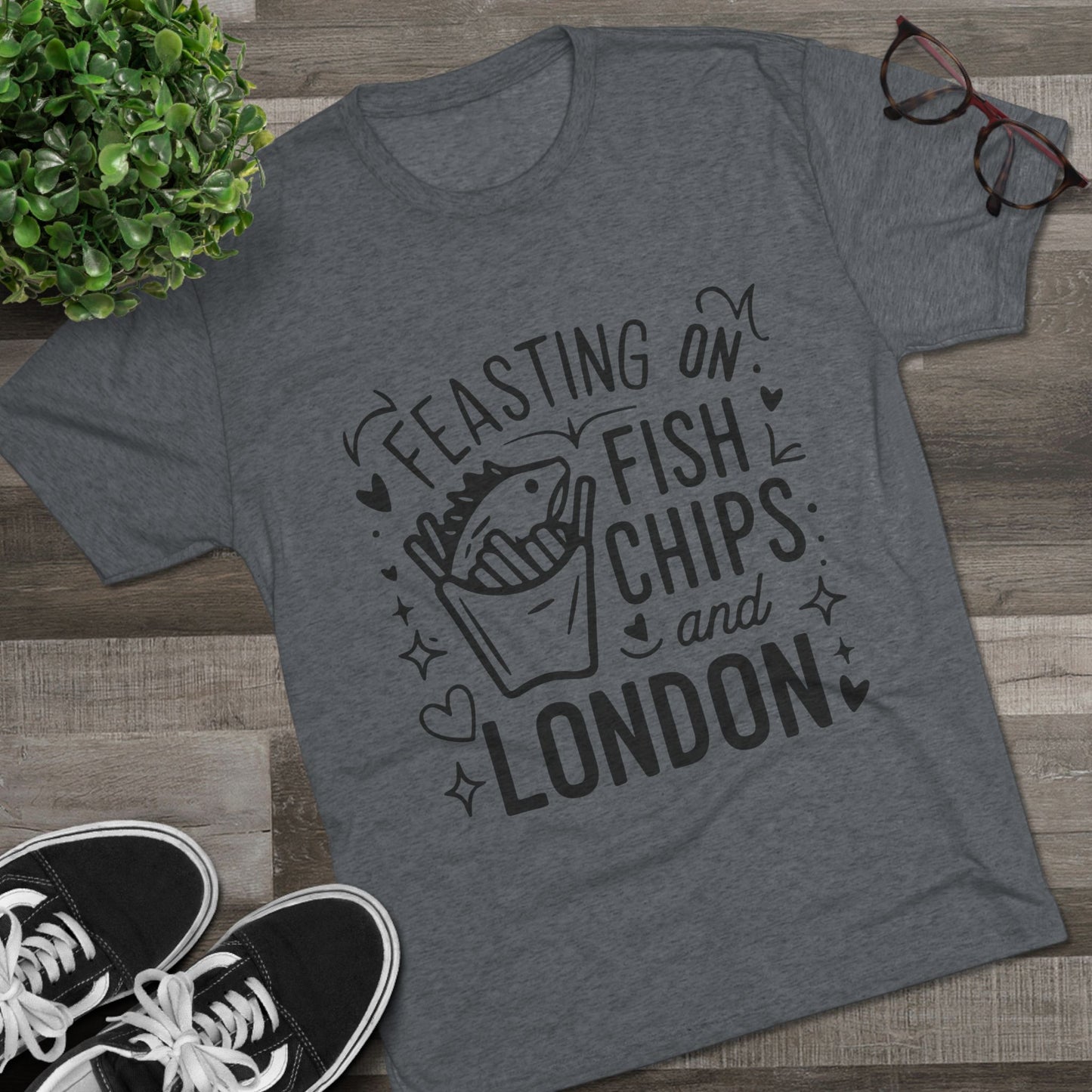 Fish Chips and London Cozy Unisex Tri-Blend Crew Tee