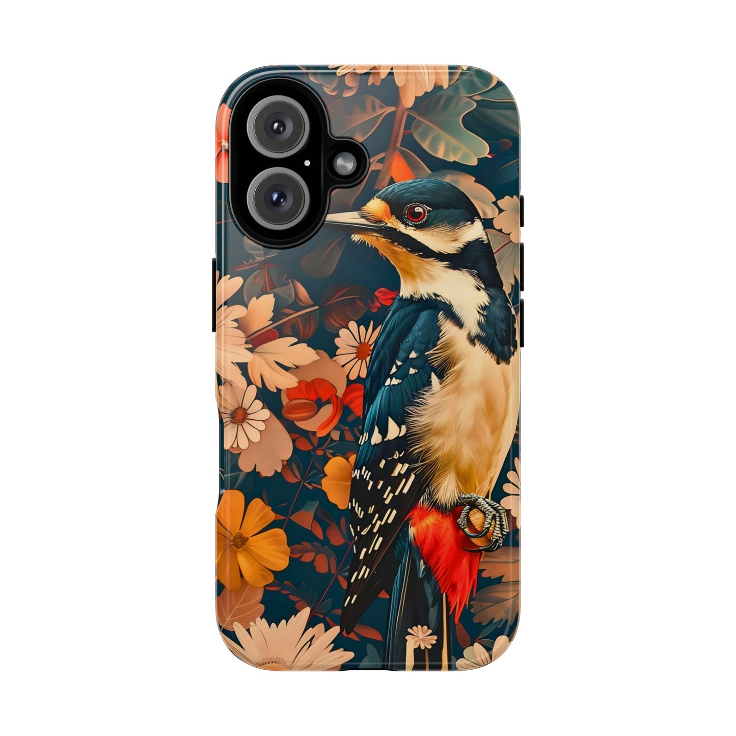 Artistic Bird Phone Case, Unique Tough Cases for Nature Lovers, Floral Design, Cute Gift, Customized Phone Accessories