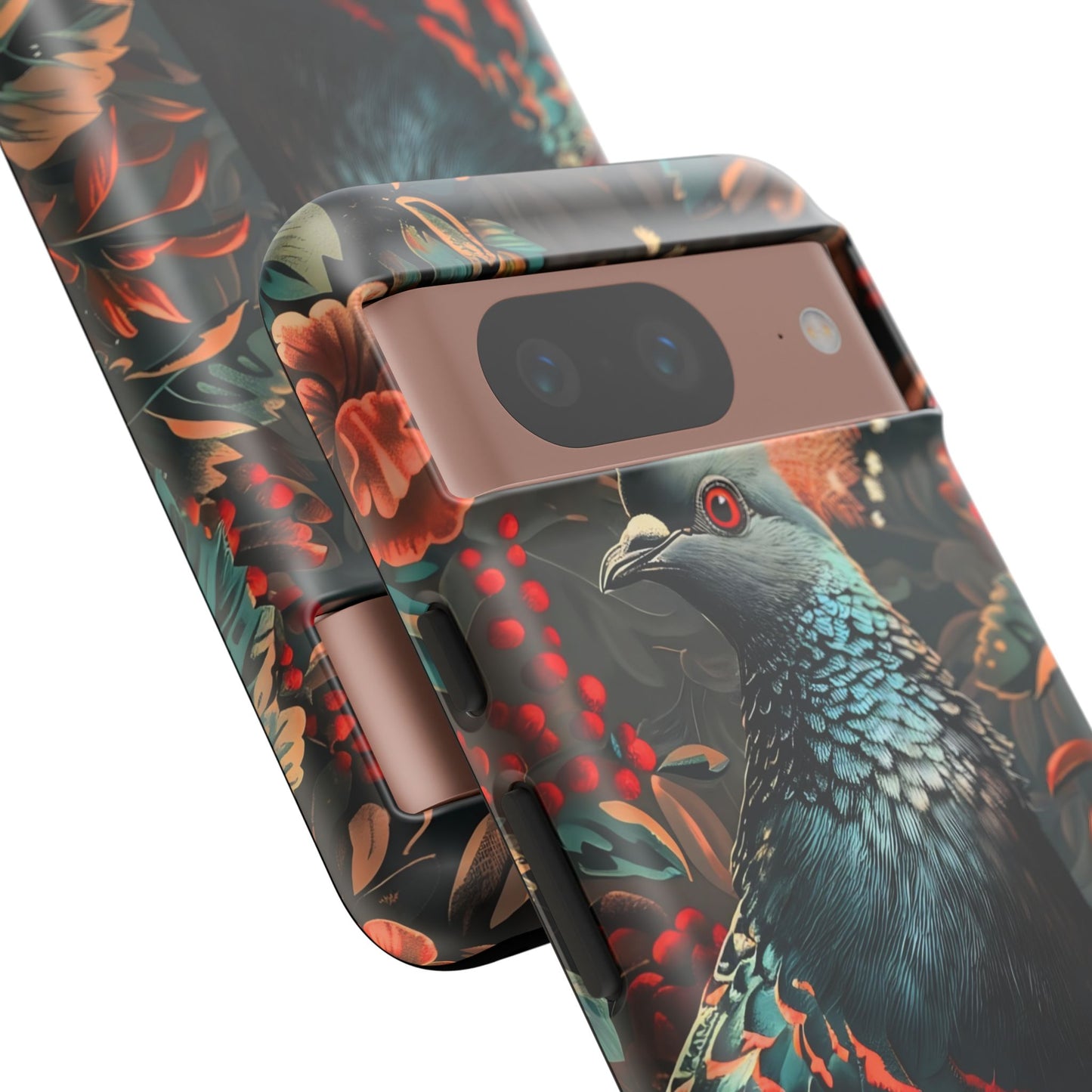 Floral Peacock Phone Case, Tough Cases, Artistic Phone Cover, Unique Gift, Nature Lover Accessory, Protective Case