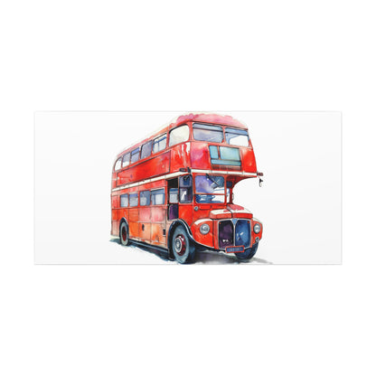 London Red Double-Decker Bus Art Canvas Print, Wall Decor for Travel Lovers, Home Office Gift, Unique Artwork for All Occasions