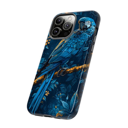 Tough Cases - Vibrant Blue Parrot Phone Case, Tropical Bird Phone Cover, Nature Lover Gift, Eco-Friendly Accessories, Unique Wildlife Decor