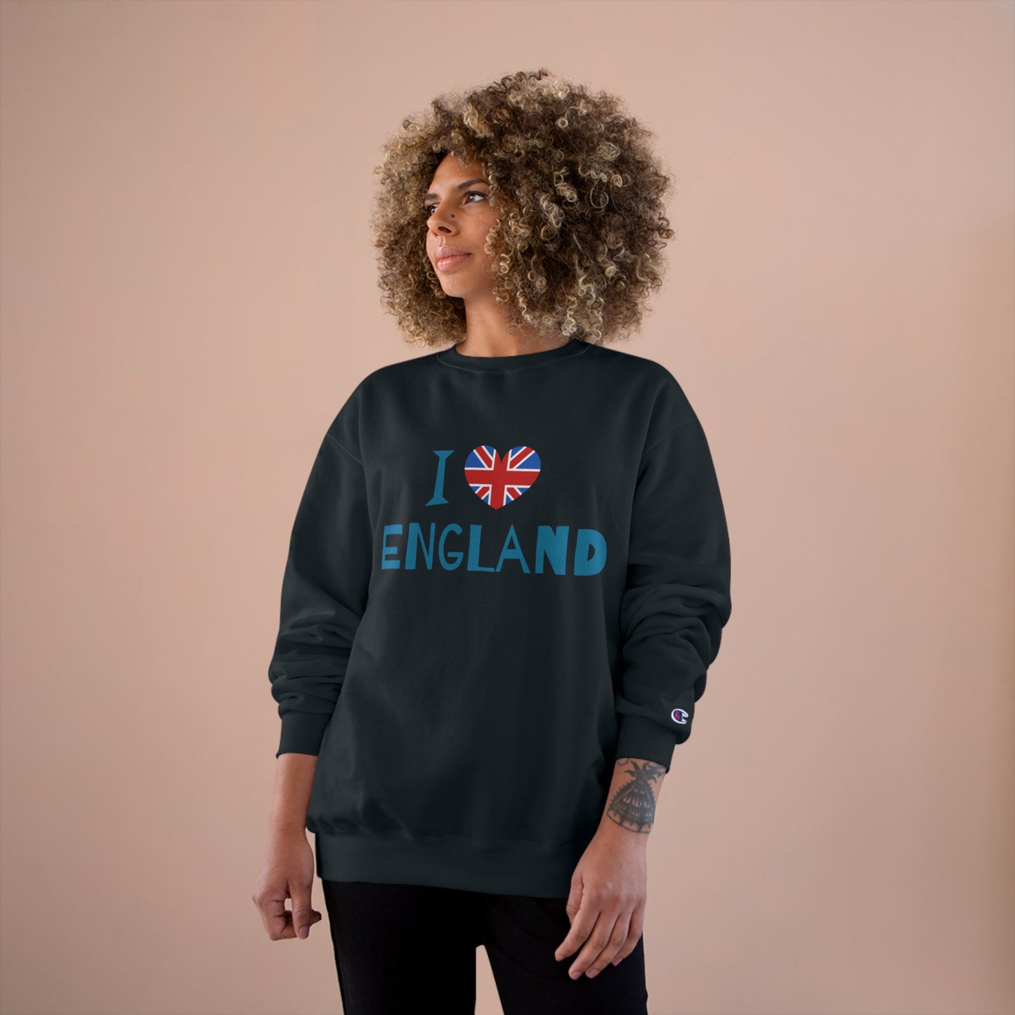 Champion Sweatshirt - I Love England - Union Jack Heart Design