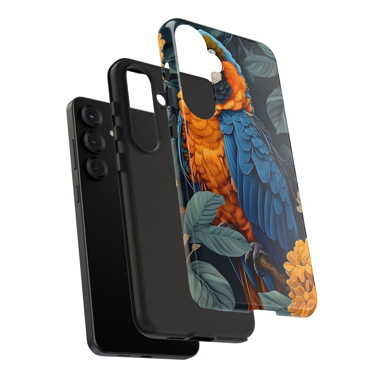 Tropical Parrot Phone Case - Tough Cases, Colorful Phone Cover, Nature Lover Gift, Floral Design, Bird Lover Accessory