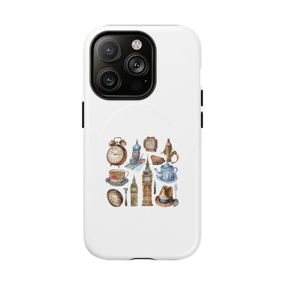Tough Magnetic Phone Case with Vintage Clock Design, Durable Tech Accessories for Gift, Daily Use, Unique Style