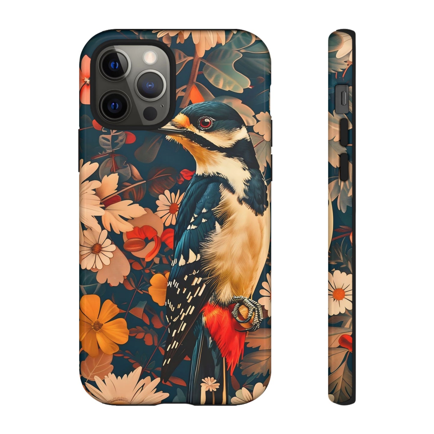 Artistic Bird Phone Case, Unique Tough Cases for Nature Lovers, Floral Design, Cute Gift, Customized Phone Accessories
