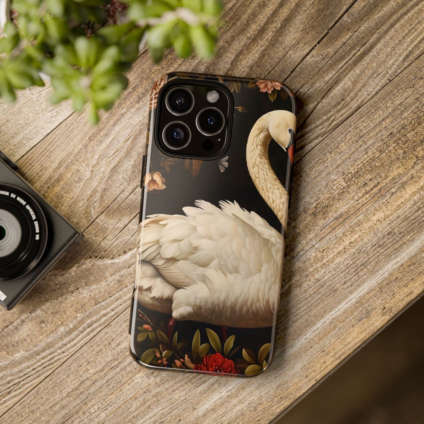 Elegant Swan Phone Case, Floral iPhone Cover, Tough Phone Case, Gift for Her, Nature Lover, Mother's Day, Birthday