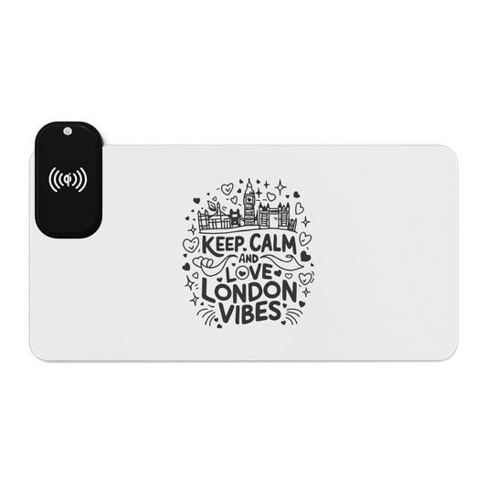 Keep Calm and Love London - LED Gaming Mouse Pad, Wireless Charging