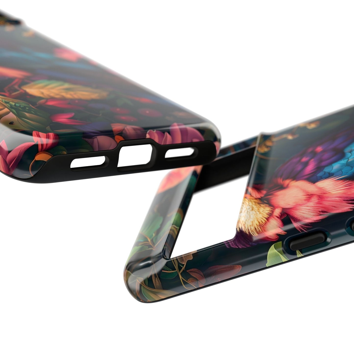 Vibrant Phone Case, Tropical Bird Design, Tough Phone Cover, Floral Tech Accessory, Gift for Nature Lovers