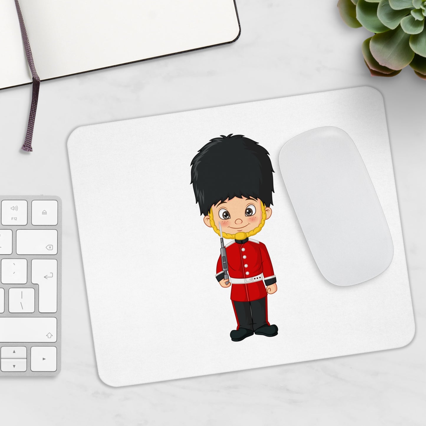 Cute Cartoon Guard Mouse Pad, Desk Accessory, Office Decor, Gift for Kids, British Theme, UK Souvenir, Computer Mat