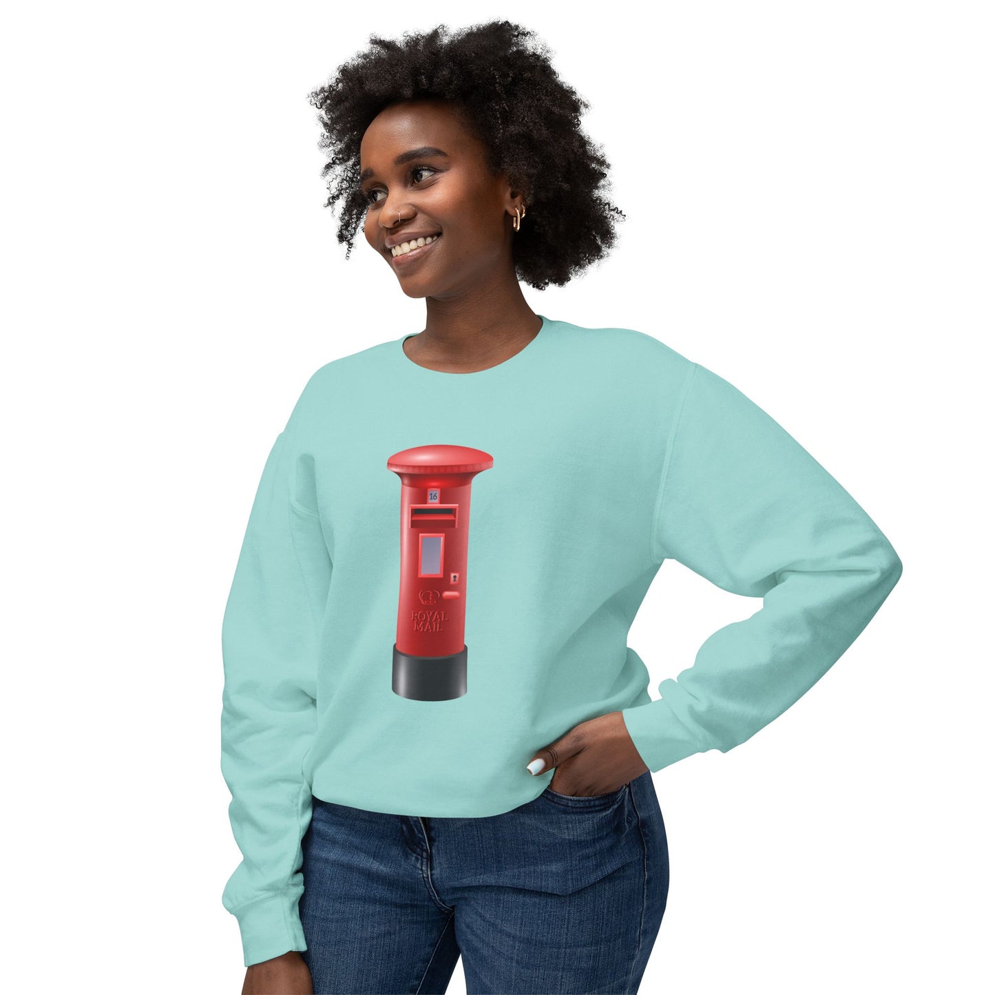 Unisex Lightweight Crewneck Sweatshirt - Classic UK Royal Mailbox Design - British Postbox Icon