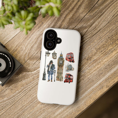 London Iconic Design Phone Case, Tough Cases, Gift for Travelers, London Souvenir, London Icons, Red Bus Phone Case