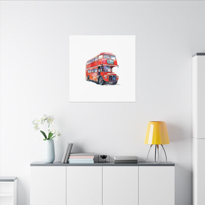 London Red Double-Decker Bus Art Canvas Print, Wall Decor for Travel Lovers, Home Office Gift, Unique Artwork for All Occasions