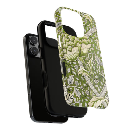 Stylish Phone Case with Floral Design, Durable Protective Cover for iPhone, Unique Gift for Birthdays, Mother's Day, Green Aesthetic