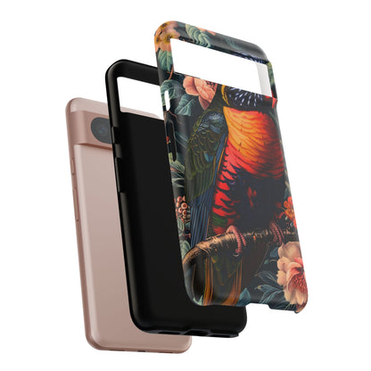 Tropical Parrot Phone Case, Floral Print Protector, Gift for Nature Lovers, Stylish Accessory for Summer, Unique Smartphone Cover